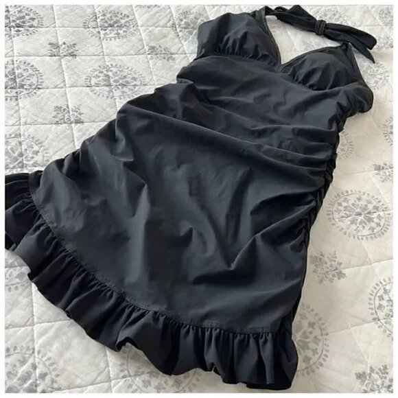 Assets by Spanx Black One Piece Swimsuit Dress Skirted Size Small - Picture 2 of 6
